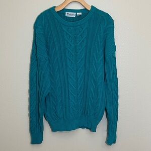 Parker Turquoise Cable Knit Cotton Sweater